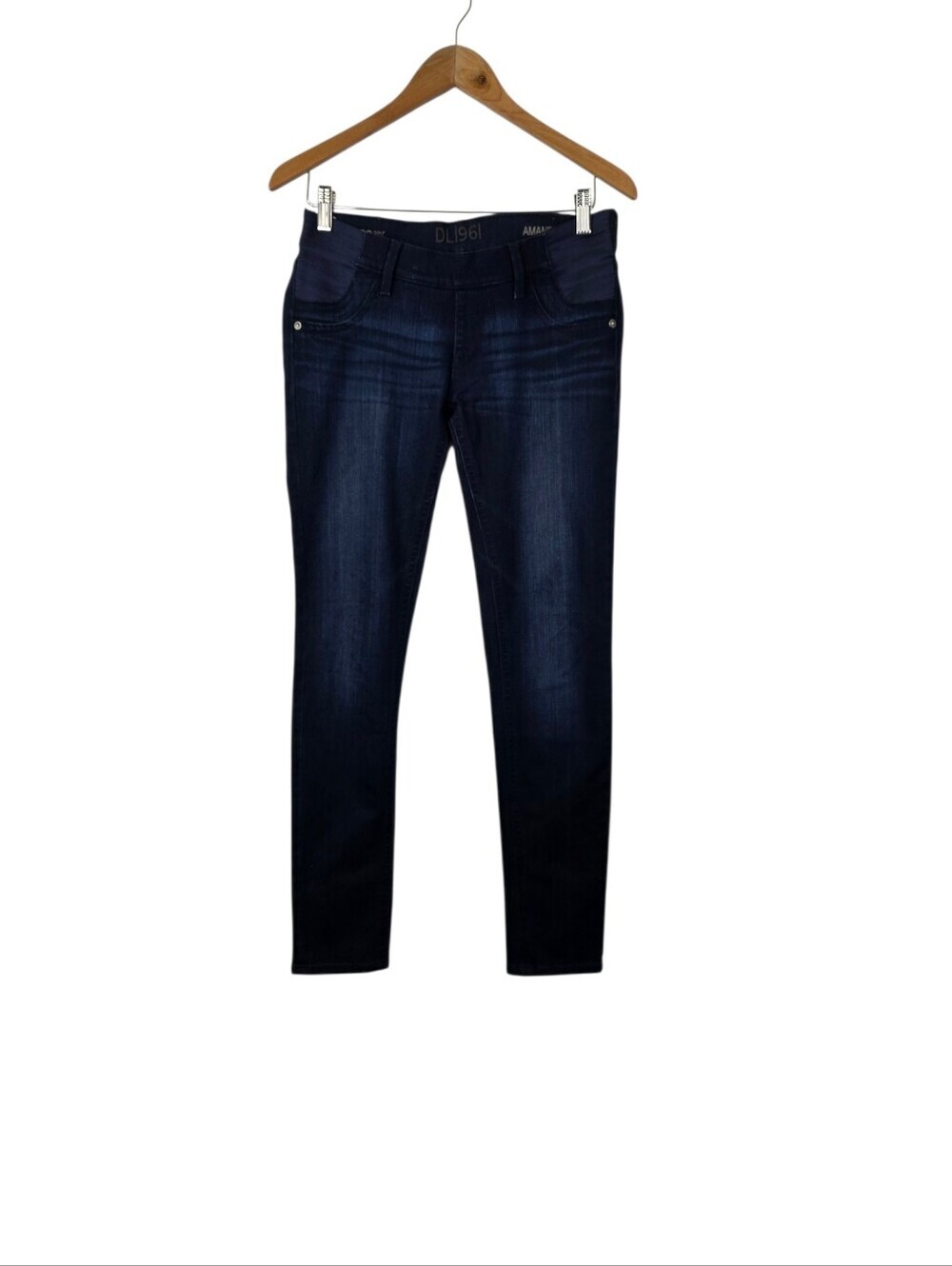 DL1961 Denim Maternity Under Belly Stretch Panel Amanda Skinny Soft Dark Wash 28